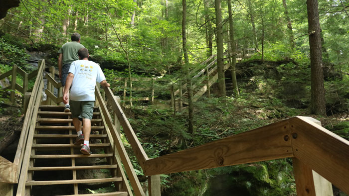 There are steps at Ash Cave. The trail is one-way.