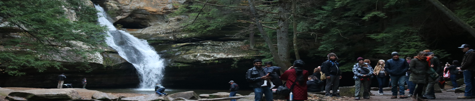 Enjoying Cedar Falls near Old Man's Cave.